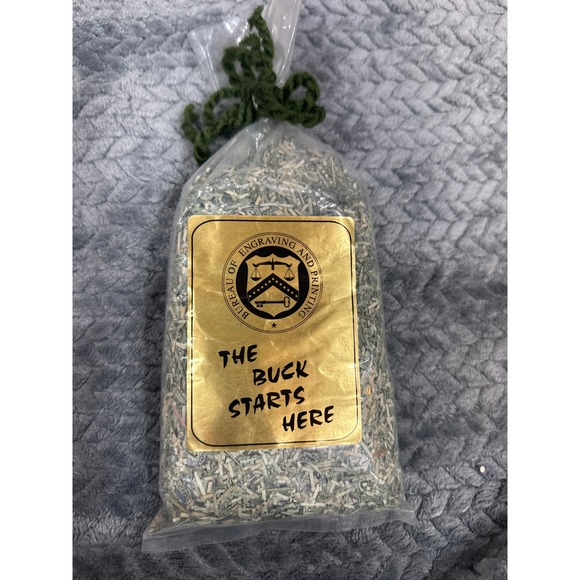 Bureau of Engraving and Printing Shredded US Money Bag The Buck Starts Here $500